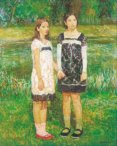 第41回日展「姉妹」の絵画画像